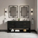 Lucian 72" Double Vanity, Carbon Oak, w/ 3 CM Phantome Eclos Widespread Top