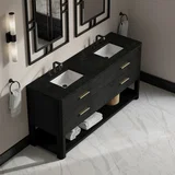 Lucian 72" Double Vanity, Carbon Oak, w/ 3 CM Phantome Eclos Widespread Top