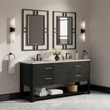 Lucian 72" Double Vanity, Carbon Oak, w/ 3 CM Siberian Silestone Widespread Top