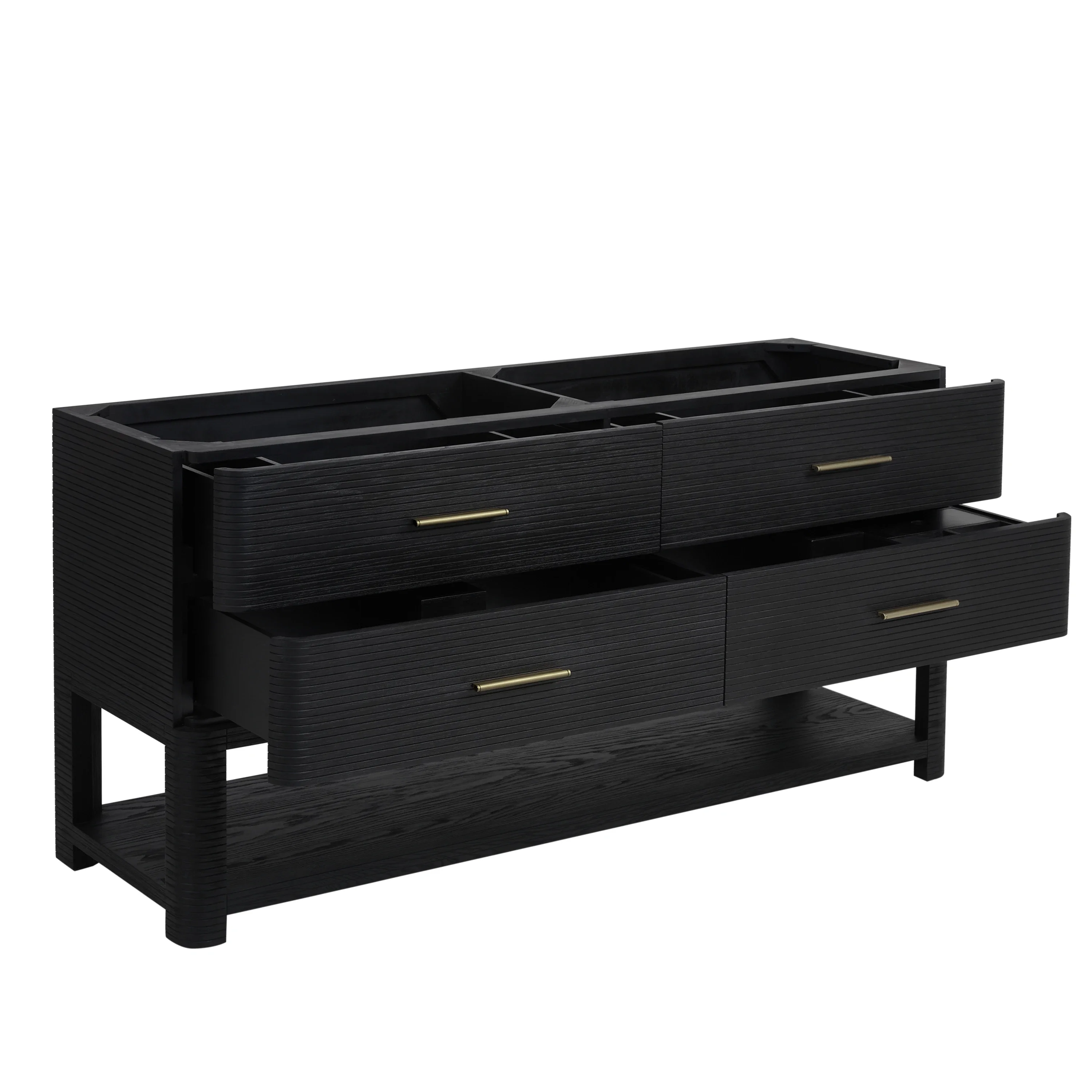 Lucian 72" Double Vanity, Carbon Oak, w/ 3 CM Siberian Silestone Widespread Top