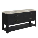 Lucian 72" Double Vanity, Carbon Oak, w/ 3 CM Tajnar Eclos Widespread Top