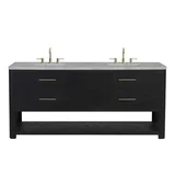 Lucian 72" Double Vanity, Carbon Oak w/ 3 CM Victorian Silver Silestone Widespread Top