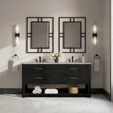 Lucian 72" Double Vanity, Carbon Oak w/ 3 CM Victorian Silver Silestone Widespread Top