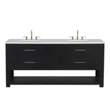 Lucian 72" Double Vanity, Carbon Oak w/ 3 CM White Zeus Silestone Widespread Top