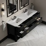 Lucian 72" Double Vanity, Carbon Oak w/ 3 CM White Zeus Silestone Widespread Top