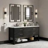 Lucian 72" Double Vanity, Carbon Oak w/ 3 CM White Zeus Silestone Widespread Top