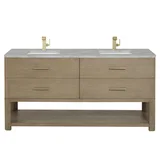 Lucian 72" Double Vanity, Pebble Oak w/ 3 CM Victorian Silver Silestone Top