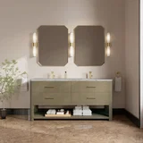 Lucian 72" Double Vanity, Pebble Oak w/ 3 CM Victorian Silver Silestone Top