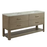 Lucian 72" Double Vanity, Pebble Oak w/ 3 CM Victorian Silver Silestone Top