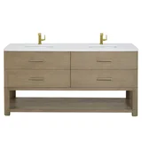 Lucian 72" Double Vanity, Pebble Oak w/ 3 CM White Zeus Silestone Top