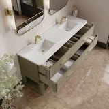 Lucian 72" Double Vanity, Pebble Oak w/ 3 CM White Zeus Silestone Top