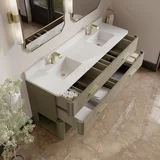 Lucian 72" Double Vanity, Pebble Oak w/ 3 CM White Zeus Silestone Top