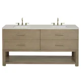 Lucian 72" Double Vanity, Pebble Oak, w/ 3 CM Siberian Silestone Top w/FreePower Wireless Charger
