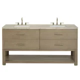 Lucian 72" Double Vanity, Pebble Oak, w/ 3 CM Tajnar Eclos Top w/FreePower Wireless Charger