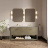 Lucian 72" Double Vanity, Pebble Oak w/ 3 CM Victorian Silver Silestone Top w/FreePower Wireless Charger
