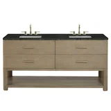 Lucian 72" Double Vanity, Pebble Oak, w/ 3 CM Phantome Eclos Widespread Top