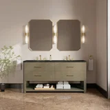 Lucian 72" Double Vanity, Pebble Oak, w/ 3 CM Phantome Eclos Widespread Top