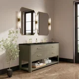 Lucian 72" Double Vanity, Pebble Oak, w/ 3 CM Phantome Eclos Widespread Top