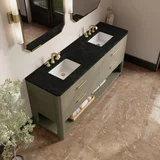Lucian 72" Double Vanity, Pebble Oak, w/ 3 CM Phantome Eclos Widespread Top