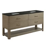Lucian 72" Double Vanity, Pebble Oak, w/ 3 CM Phantome Eclos Widespread Top