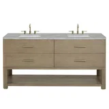 Lucian 72" Double Vanity, Pebble Oak w/ 3 CM Victorian Silver Silestone Widespread Top