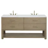 Lucian 72" Double Vanity, Pebble Oak w/ 3 CM White Zeus Silestone Widespread Top