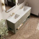 Lucian 72" Double Vanity, Pebble Oak w/ 3 CM White Zeus Silestone Widespread Top