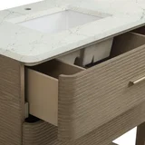 Lucian 72" Double Vanity, Pebble Oak w/ 3 CM White Zeus Silestone Widespread Top