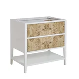 Olena 36" Single Vanity, Light Mappa Burl and Polished White, w/ 3 CM Phantome Eclos Top