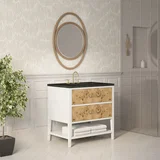 Olena 36" Single Vanity, Light Mappa Burl and Polished White, w/ 3 CM Phantome Eclos Top