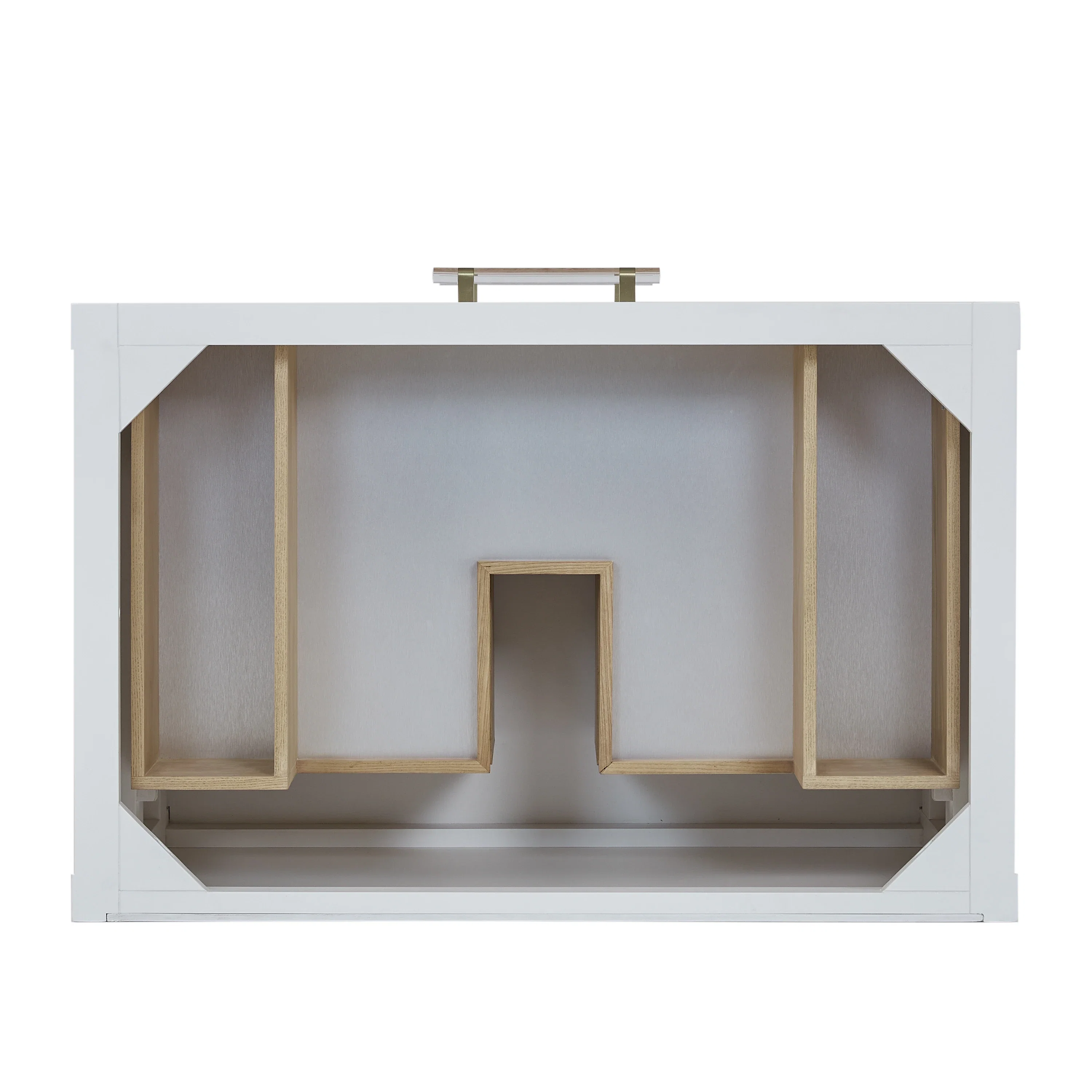 Olena 36" Single Vanity, Light Mappa Burl and Polished White, w/ 3 CM Phantome Eclos Top
