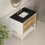 Olena 36" Single Vanity, Light Mappa Burl and Polished White, w/ 3 CM Phantome Eclos Top