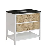 Olena 36" Single Vanity, Light Mappa Burl and Polished White, w/ 3 CM Phantome Eclos Top