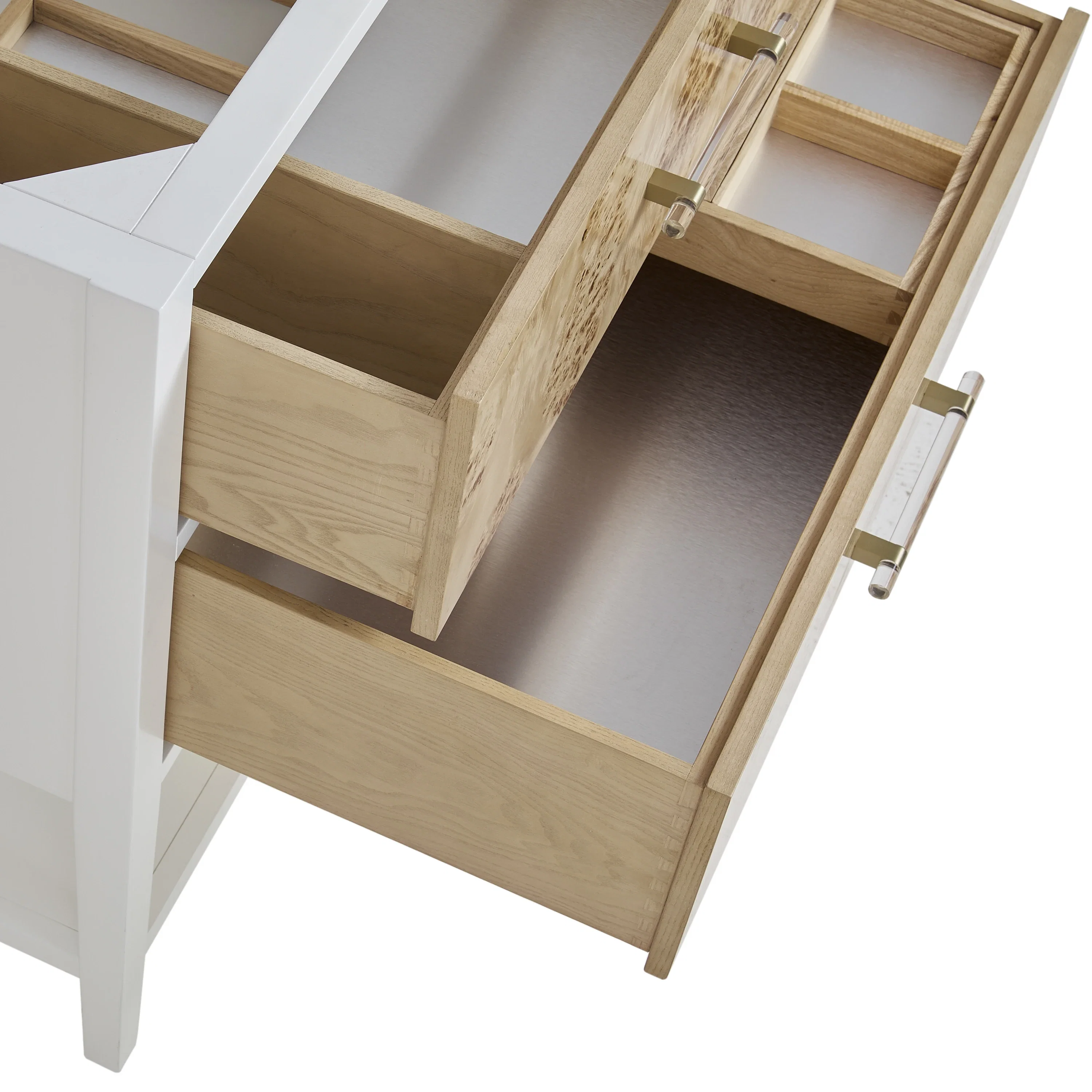 Olena 36" Single Vanity, Light Mappa Burl and Polished White, w/ 3 CM Phantome Eclos Top