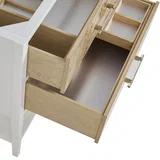 Olena 36" Single Vanity, Light Mappa Burl and Polished White, w/ 3 CM Tajnar Eclos Top