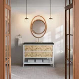 Olena 48" Single Vanity, Light Mappa Burl and Polished White, w/ 3 CM Phantome Eclos Top