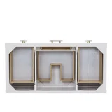 Olena 48" Single Vanity, Light Mappa Burl and Polished White, w/ 3 CM Phantome Eclos Top