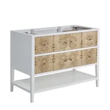 Olena 48" Single Vanity, Light Mappa Burl and Polished White, w/ 3 CM Tajnar Eclos Top