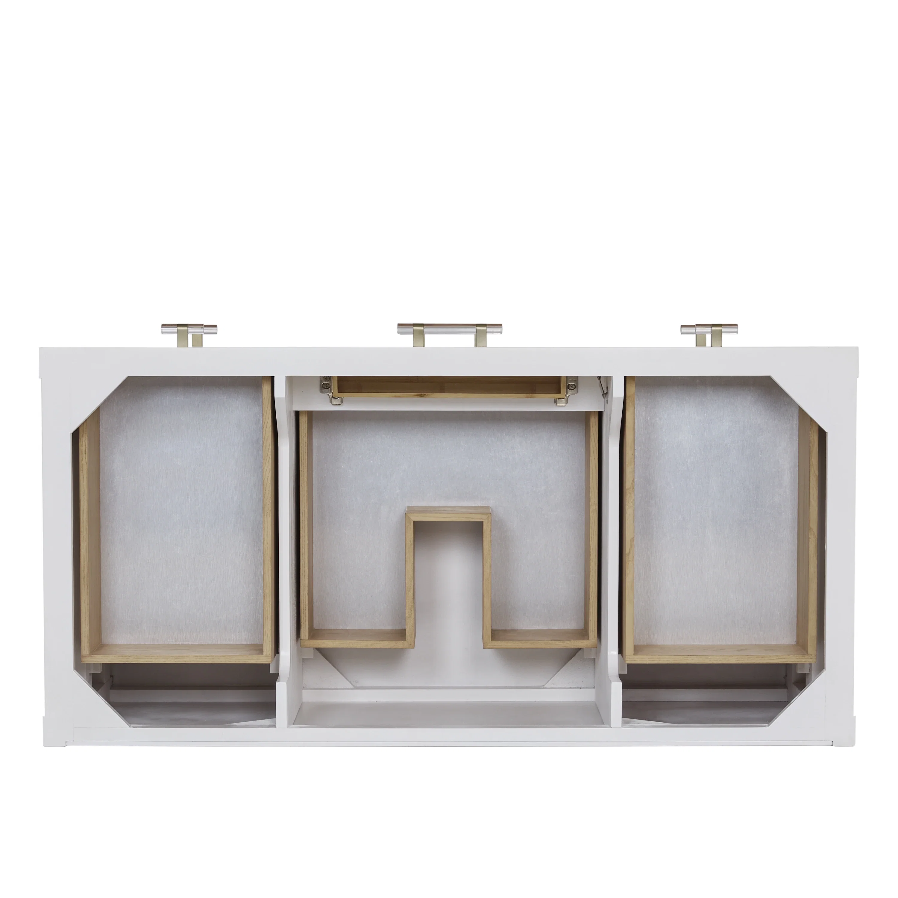 Olena 48" Single Vanity, Light Mappa Burl and Polished White, w/ 3 CM Tajnar Eclos Top