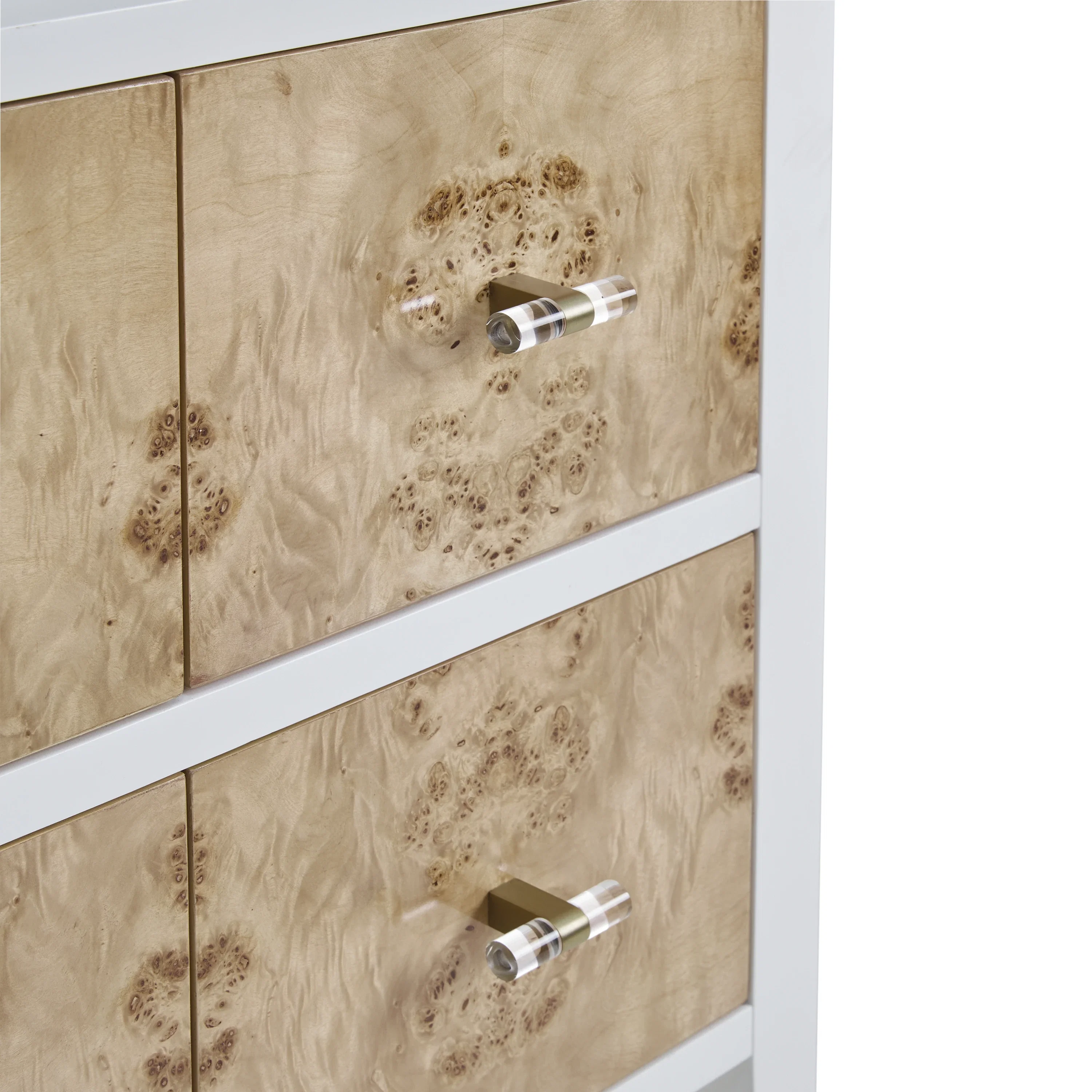 Olena 48" Single Vanity, Light Mappa Burl and Polished White