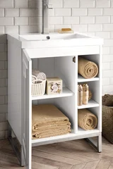 Alicante 24" Single Vanity, Glossy White, Brushed Nickel w/ White Glossy Composite Stone Top
