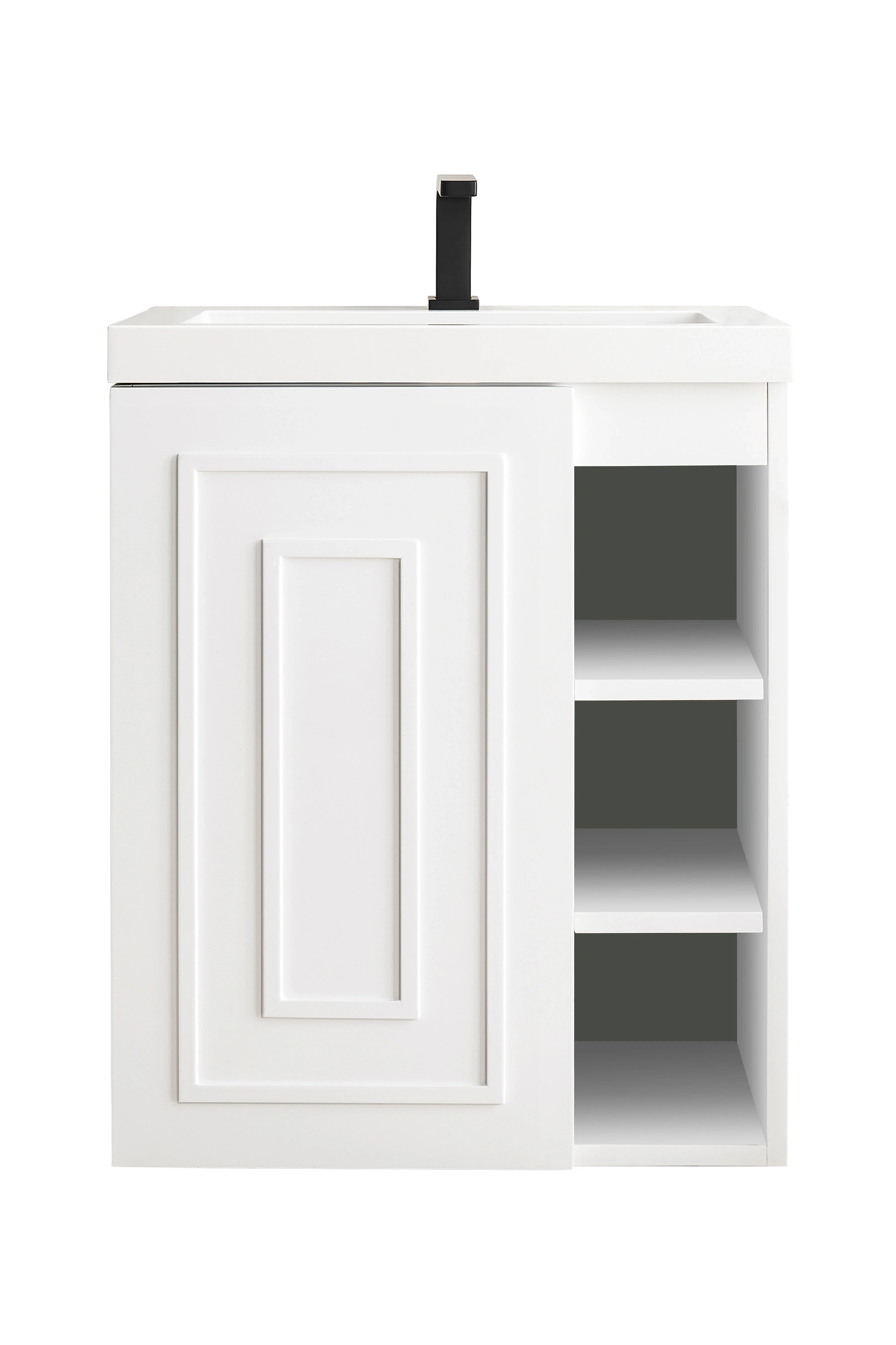 Alicante 24" Single Vanity, Glossy White w/ White Glossy Composite Stone Top