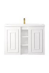 Alicante 39.5" Single Vanity, Glossy White w/ White Glossy Composite Stone Top
