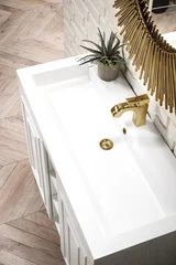 Alicante 39.5" Single Vanity, Glossy White w/ White Glossy Composite Stone Top