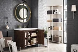 Alicante 39.5" Single Vanity, Mid-Century Acacia, Brushed Nickel w/ White Glossy Composite Stone Top