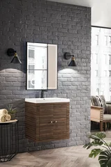 Linden 24" Single Vanity, Mid-Century Walnut w/ White Glossy Composite Stone Top