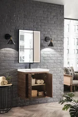 Linden 24" Single Vanity, Mid-Century Walnut w/ White Glossy Composite Stone Top