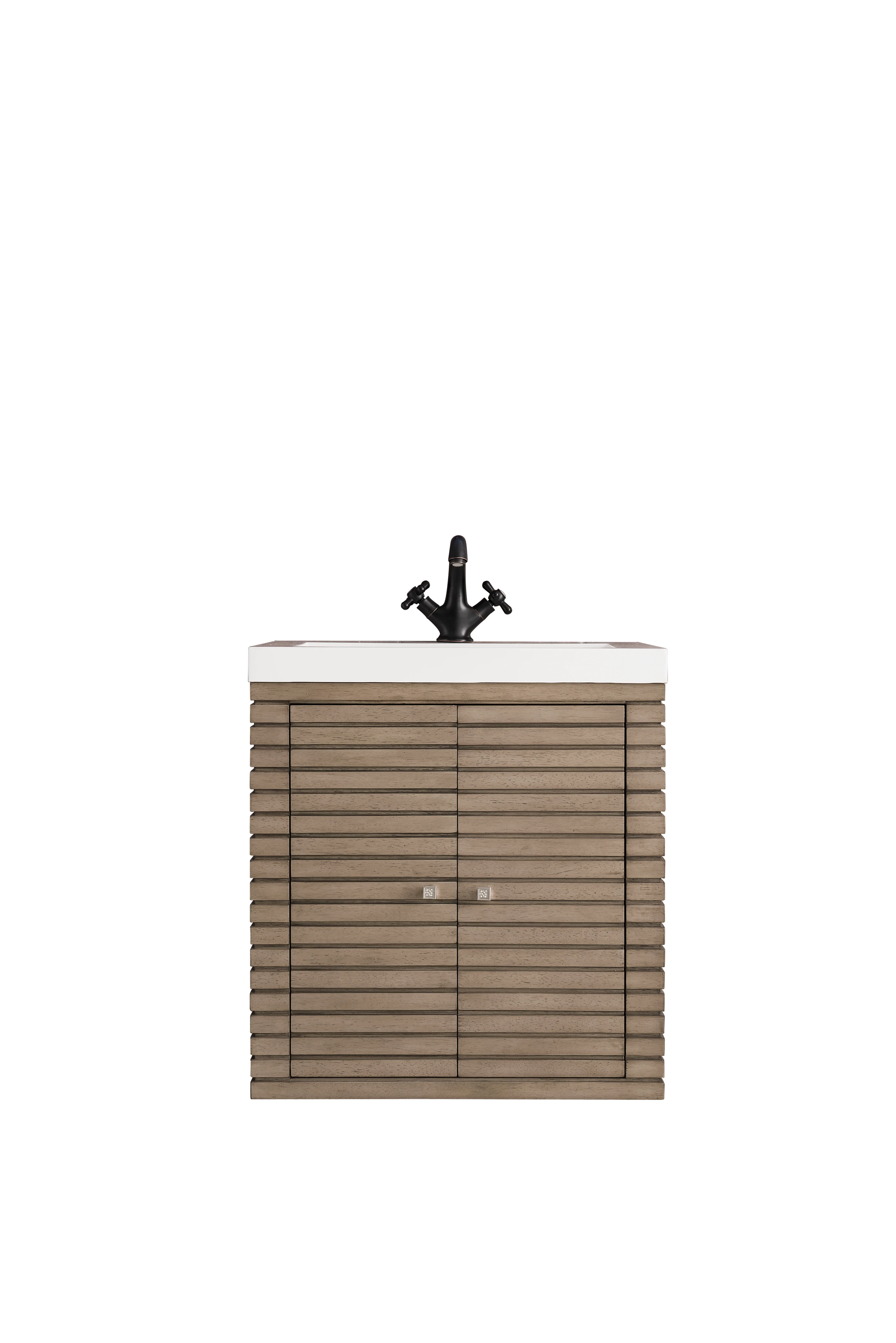 Linden 24" Single Vanity, Whitewashed Walnut w/ White Glossy Composite Stone Top