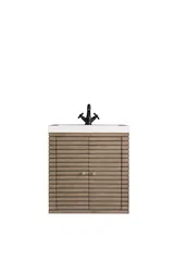Linden 24" Single Vanity, Whitewashed Walnut w/ White Glossy Composite Stone Top