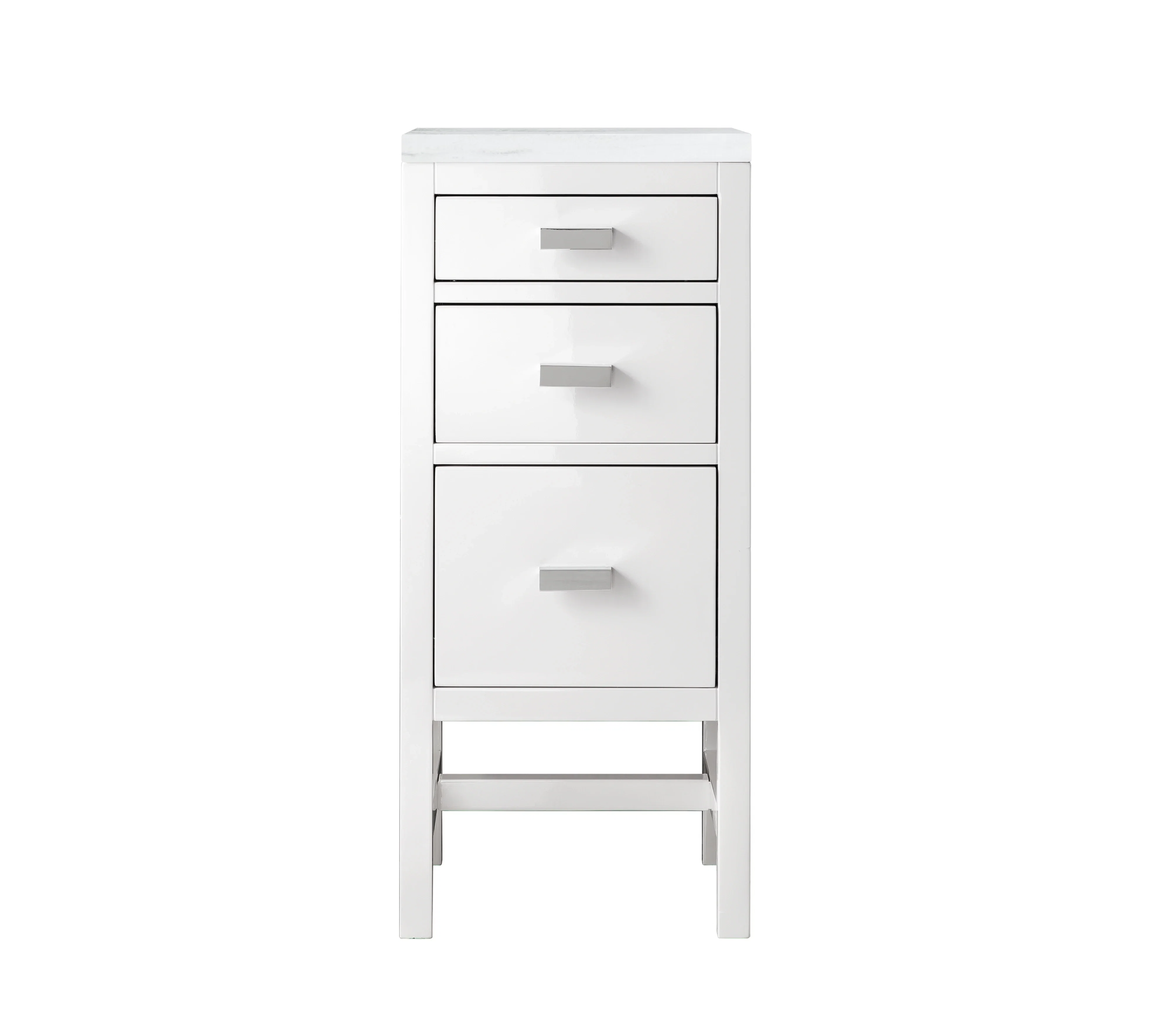 Addison 15" Base Cabinet, Glossy White w/ 3 CM Arctic Fall Solid Surface Top